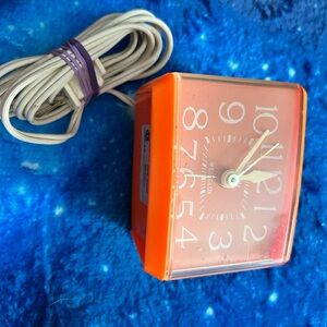 vintage 1970 Orange Westclox Alarm Clock